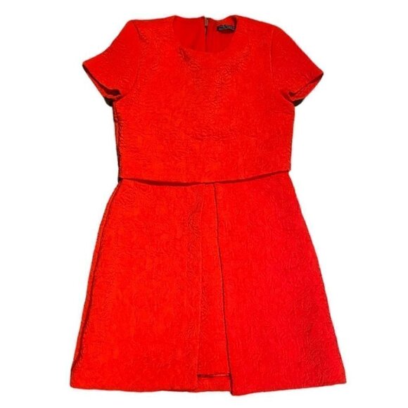 ZARA Red double layer jacquard dress Size XS - Picture 5 of 16